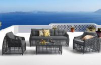 ROJAPLAST Kerti rattan bútor készlet OHIO sötétszürke párna