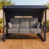 Kerti hinta fém 4 személyes összecsukható szúnyoghálóval